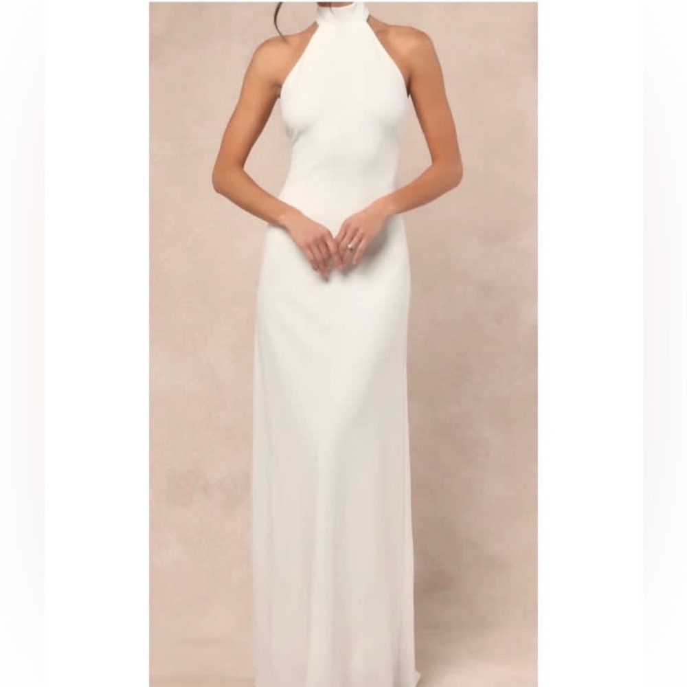Lulu's Chic White Halter Maxi Dress